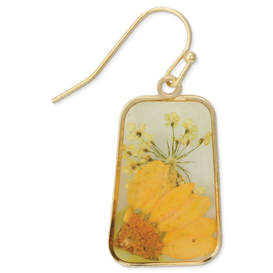 Cottage Floral Dried Sunflower Earring - Vintage MC