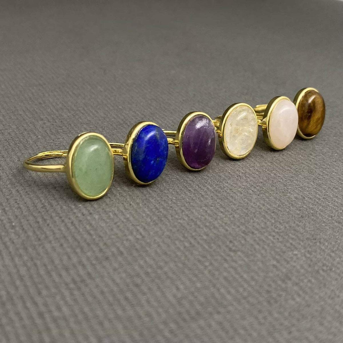 Oval Stone Adjustable Copper Ring