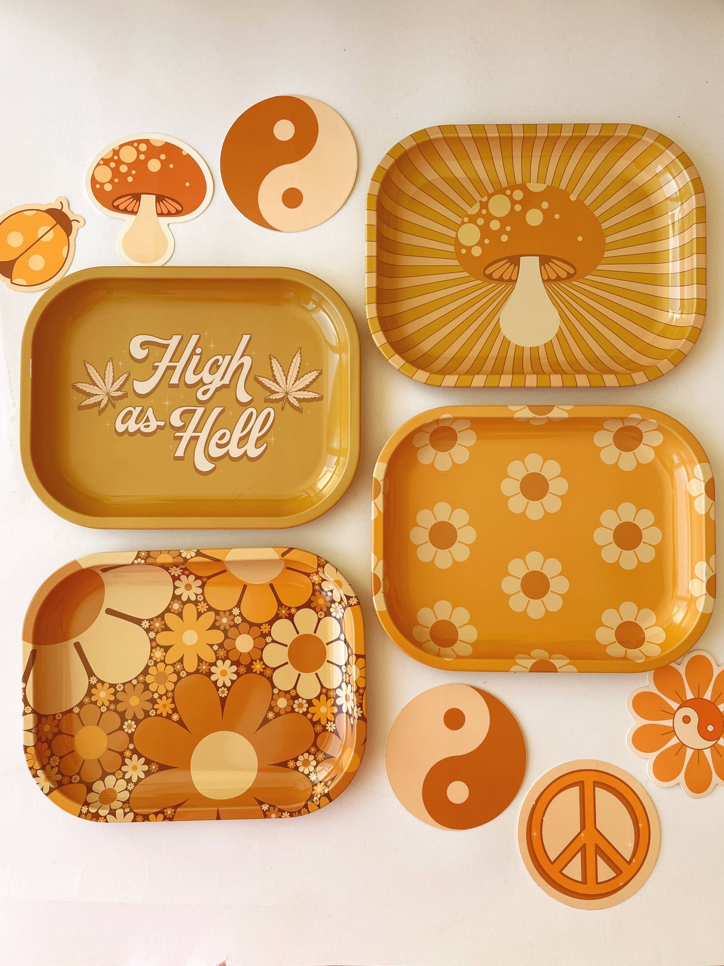 70's Floral Metal Tray | Retro Rolling Tray