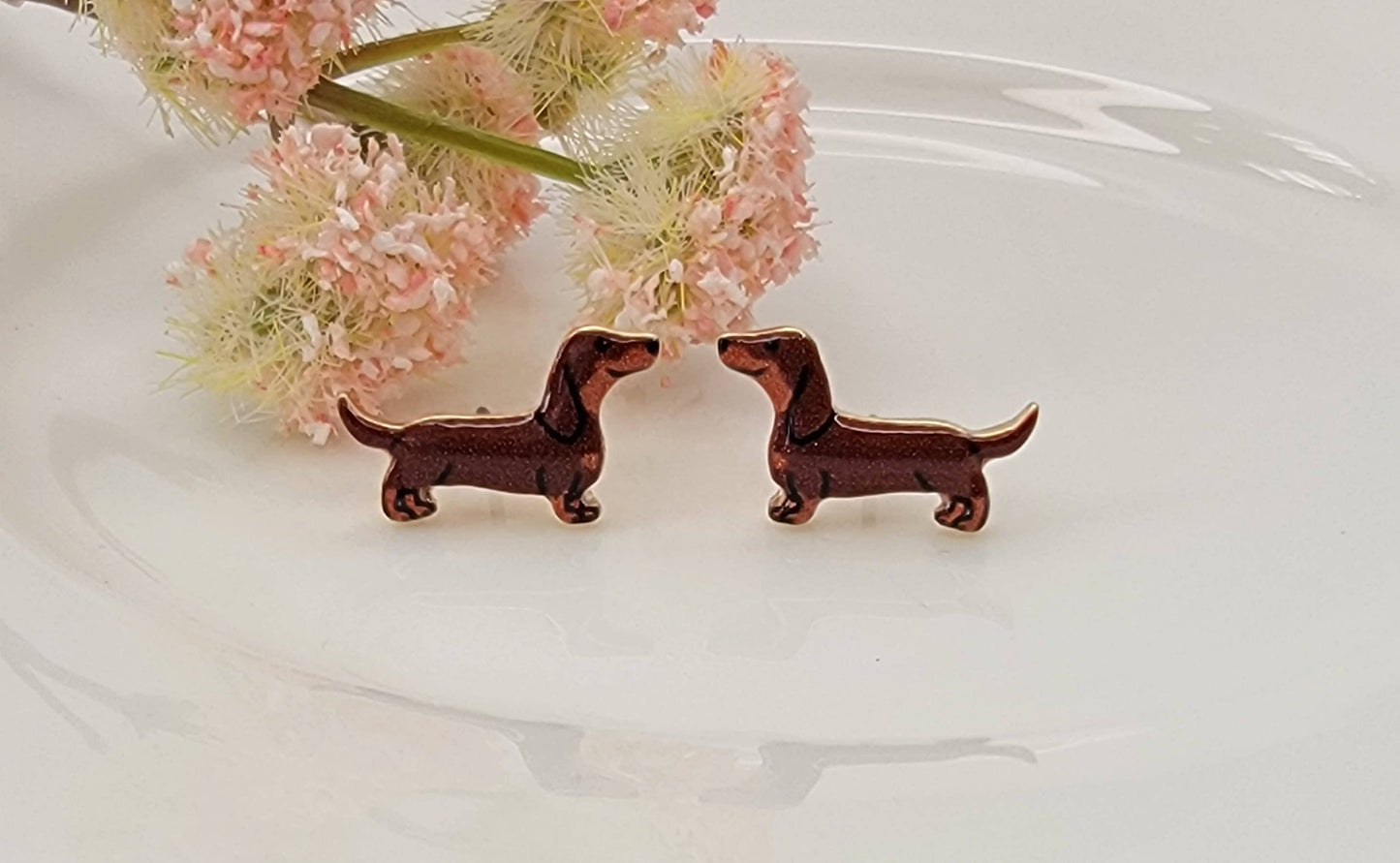 DACHSHUND POST EARRINGS.