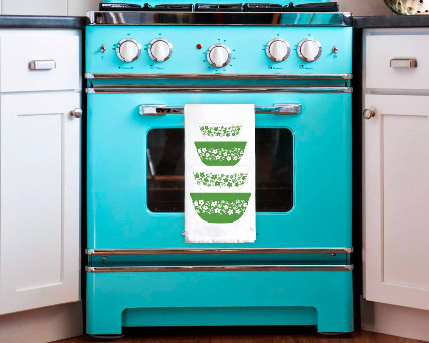 Pyrex-Inspired Tea Towel Cotton – Retro Kitchen Gift