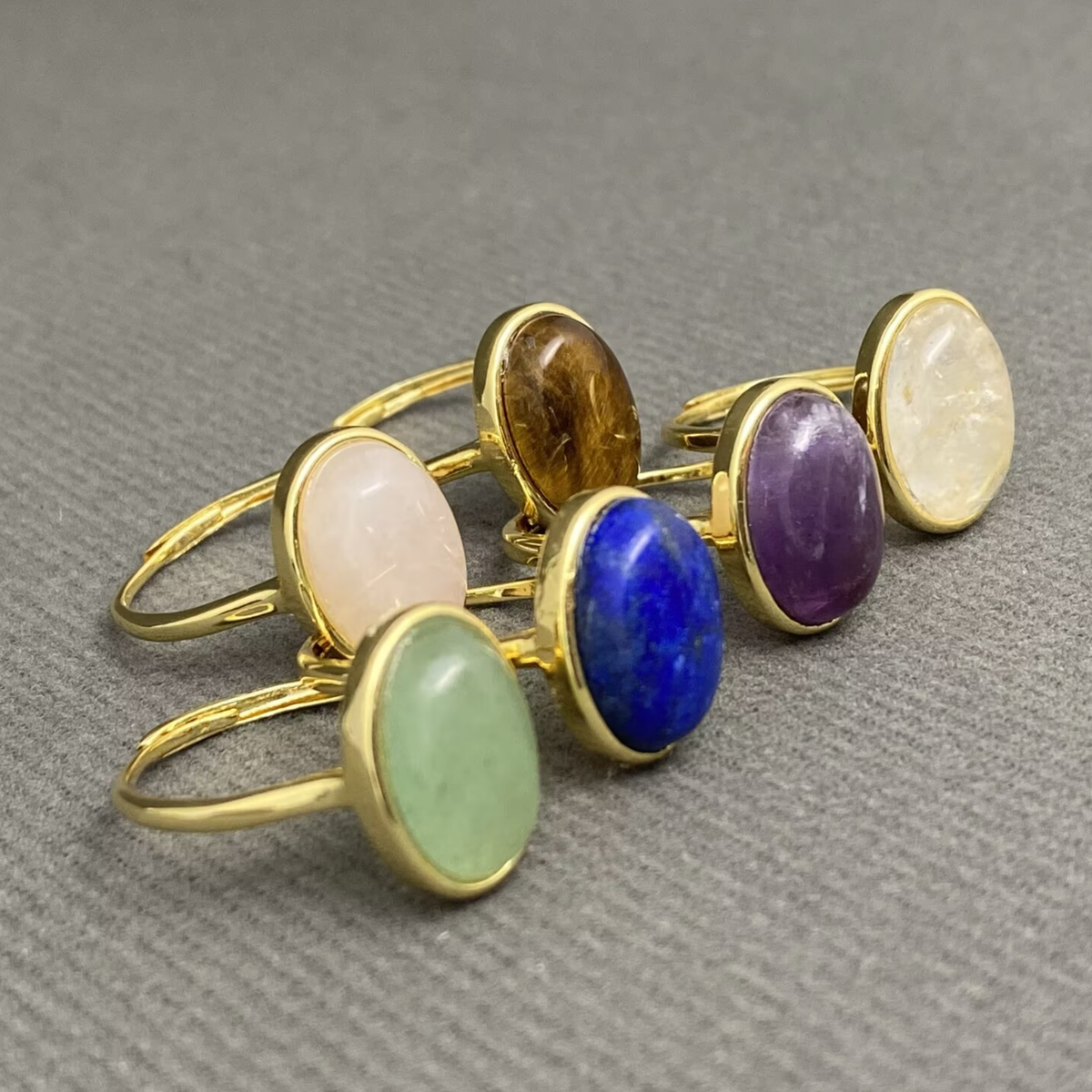 Oval Stone Adjustable Copper Ring