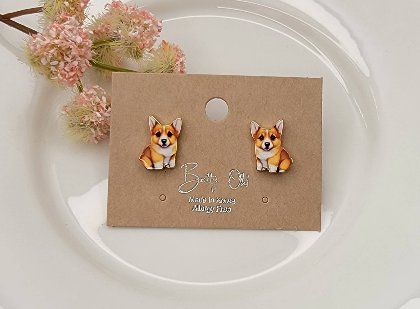 CORGIE POST EARRINGS.