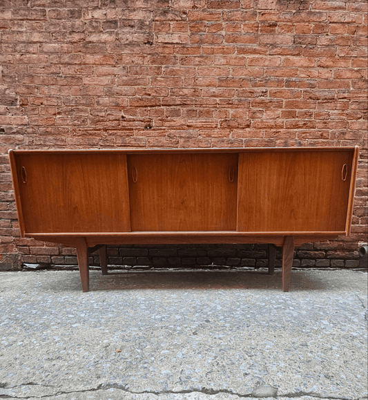 Danish Teak Credenza with Mirror Backed Bar Area - Vintage MC