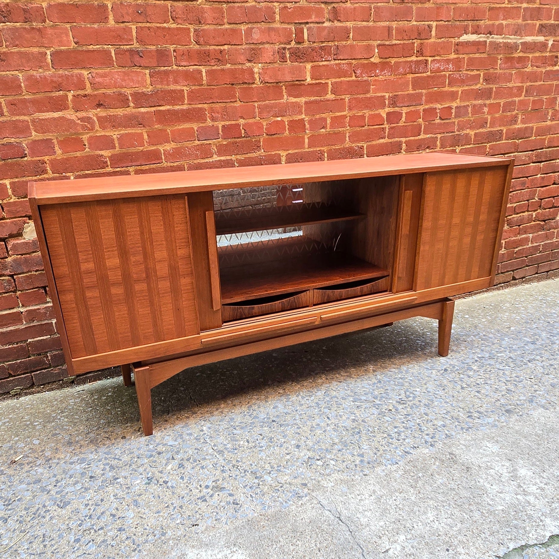 Danish Teak Credenza with Mirrored Back - Vintage MC