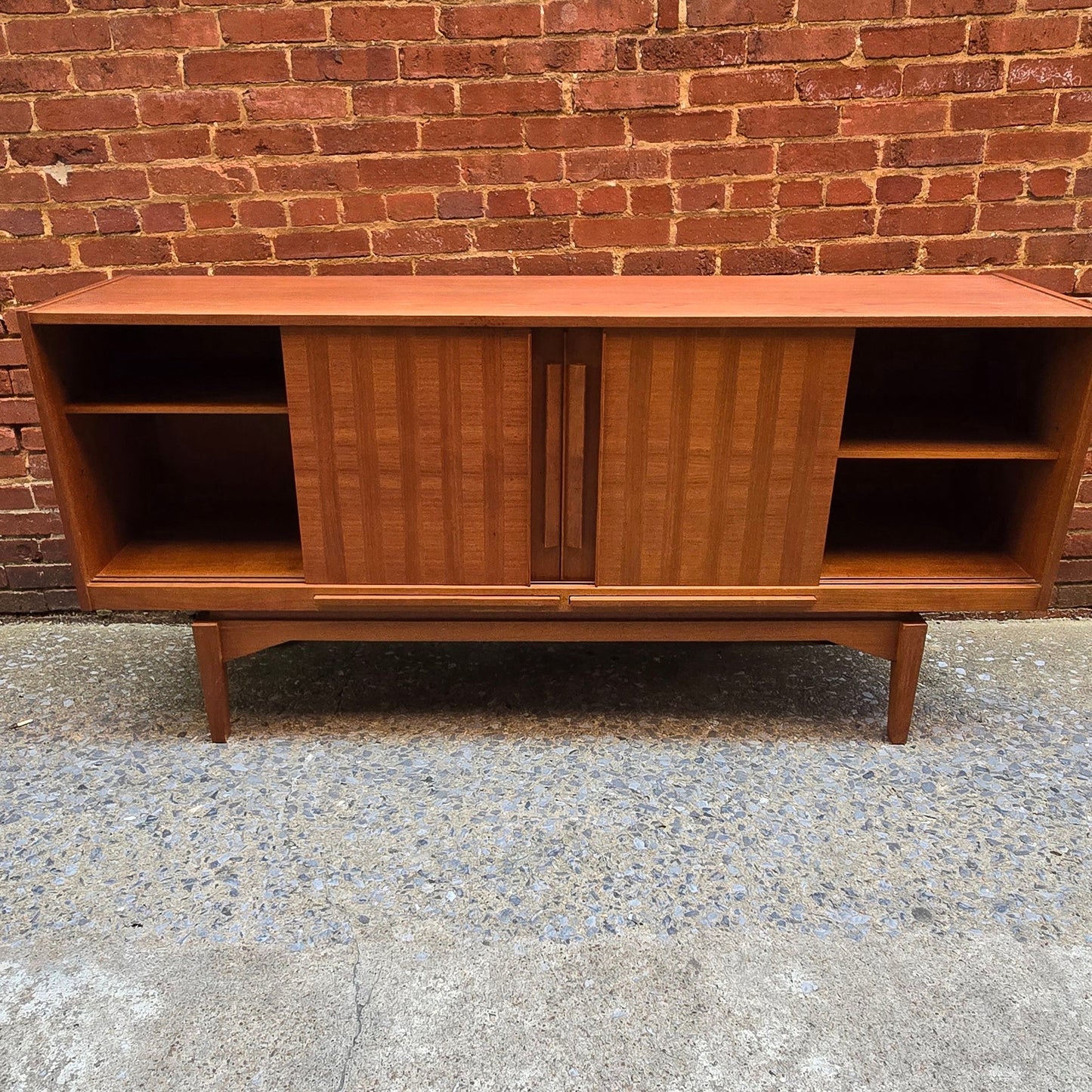 Danish Teak Credenza with Mirrored Back - Vintage MC