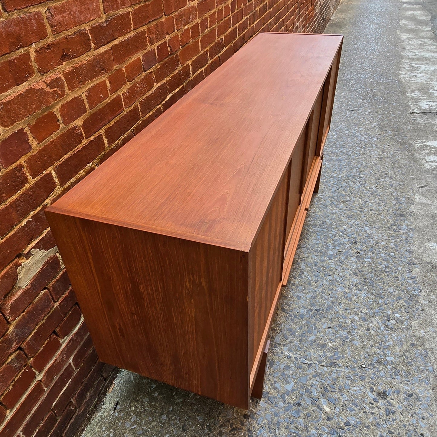Danish Teak Credenza with Mirrored Back - Vintage MC