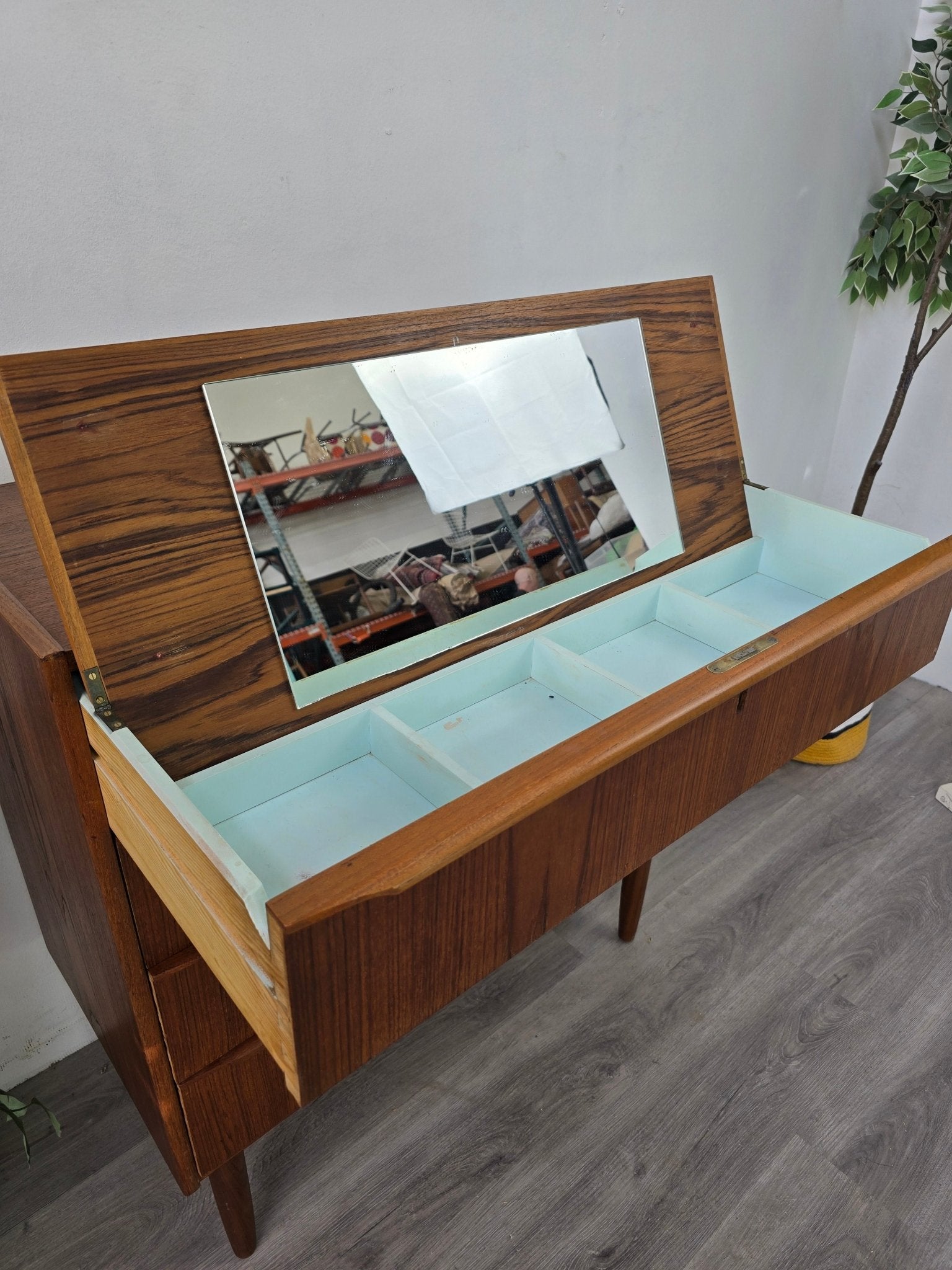 Danish Teak Vanity with Mirror - Vintage MC