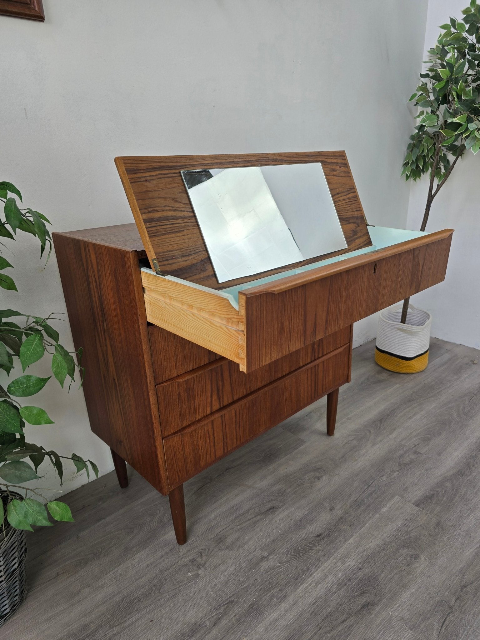retro teak dressing table Danish Teak Vanity / Desk Rehaus