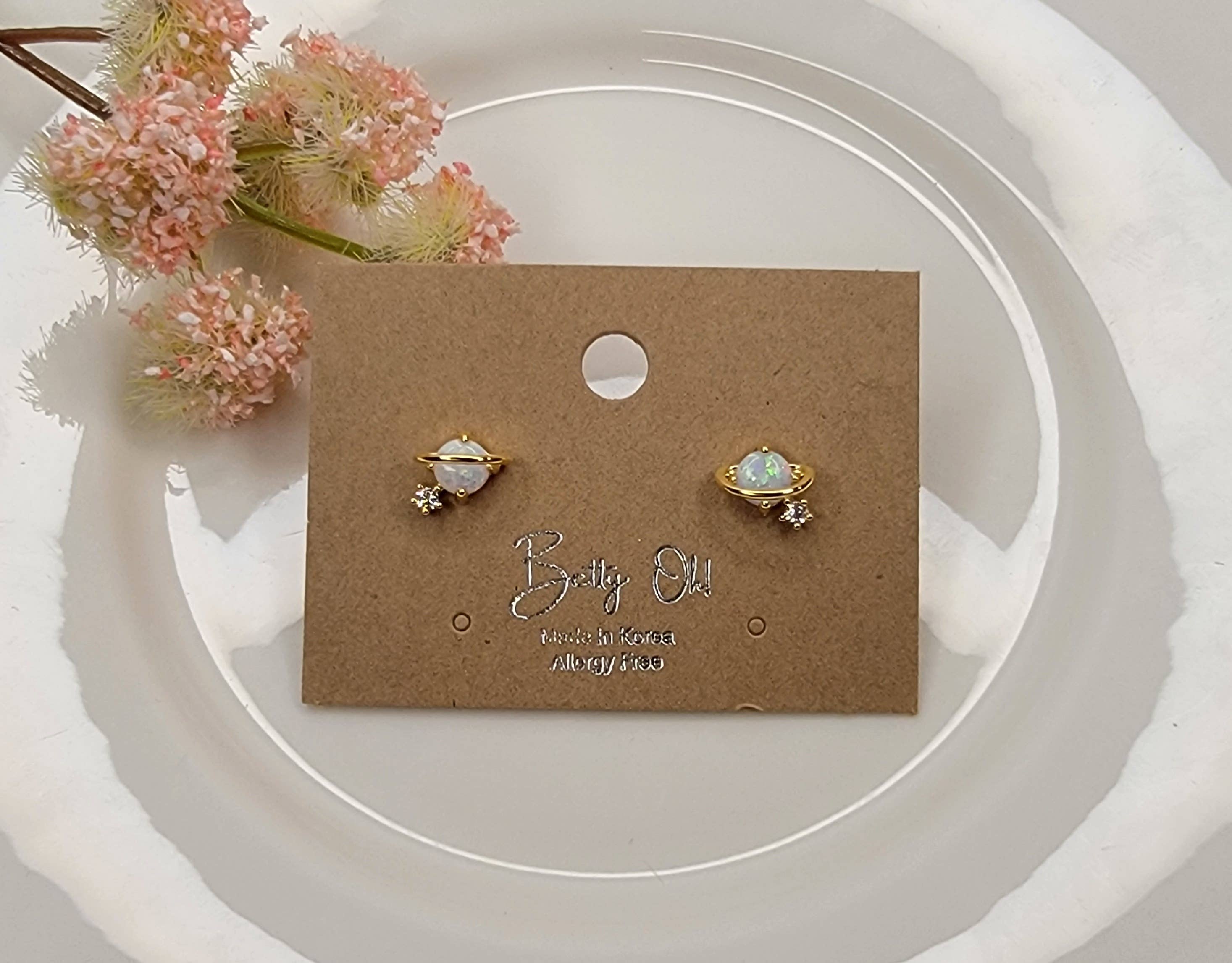 PLANET OPAL CZ STUD EARRINGS.