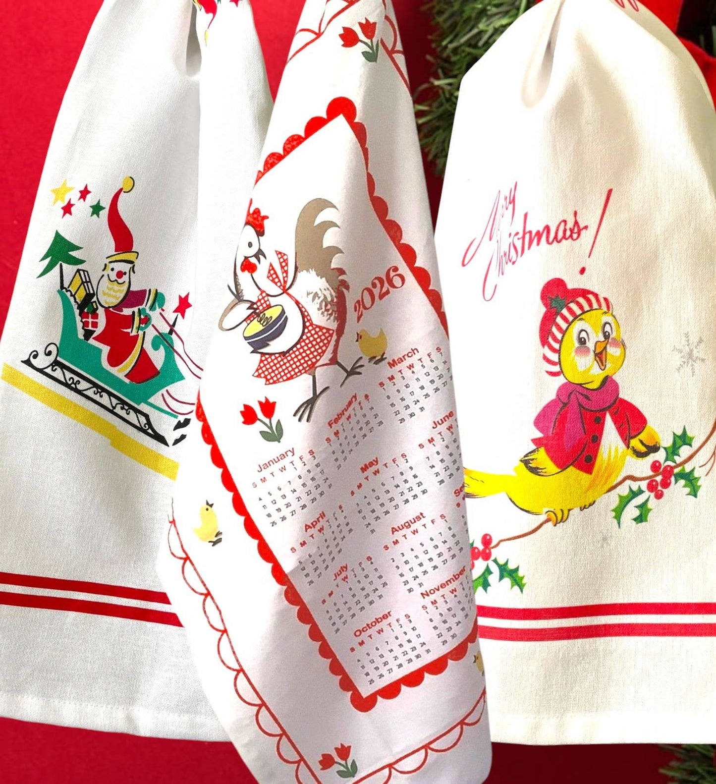 Christmas Birdie Tea Towel