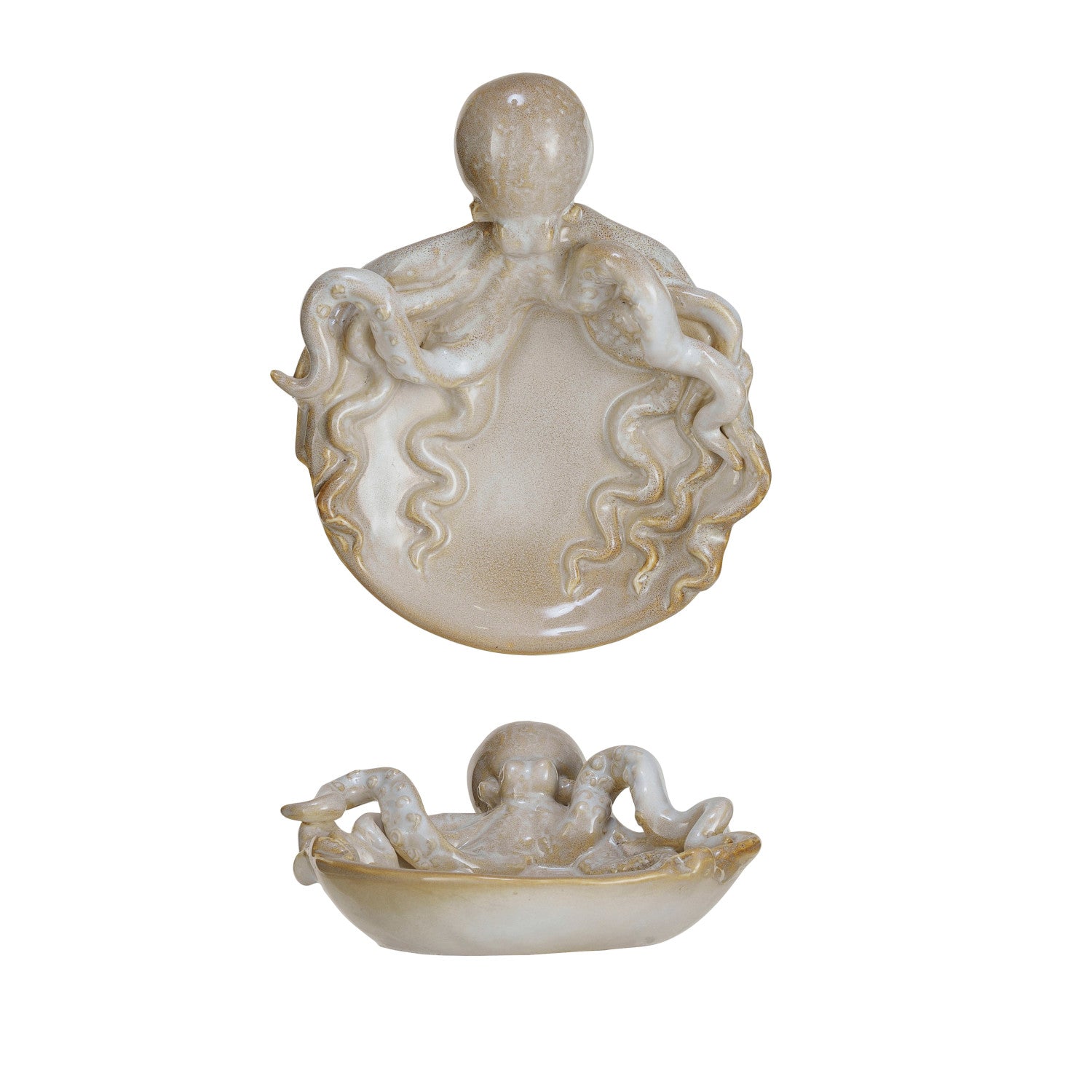 Stoneware Dish w/ Octopus (Each One Will Vary)