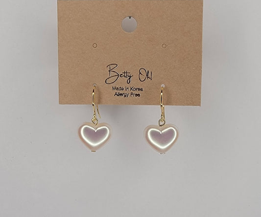 AURORA FAUX HEART PEARL DANGLE EARRINGS