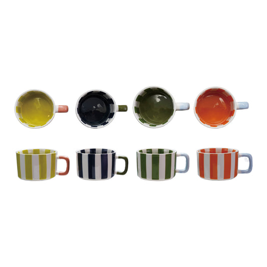 14 oz. Hand-Painted Stoneware Striped Mug