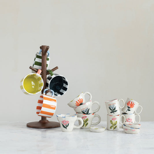 14 oz. Hand-Painted Stoneware Striped Mug