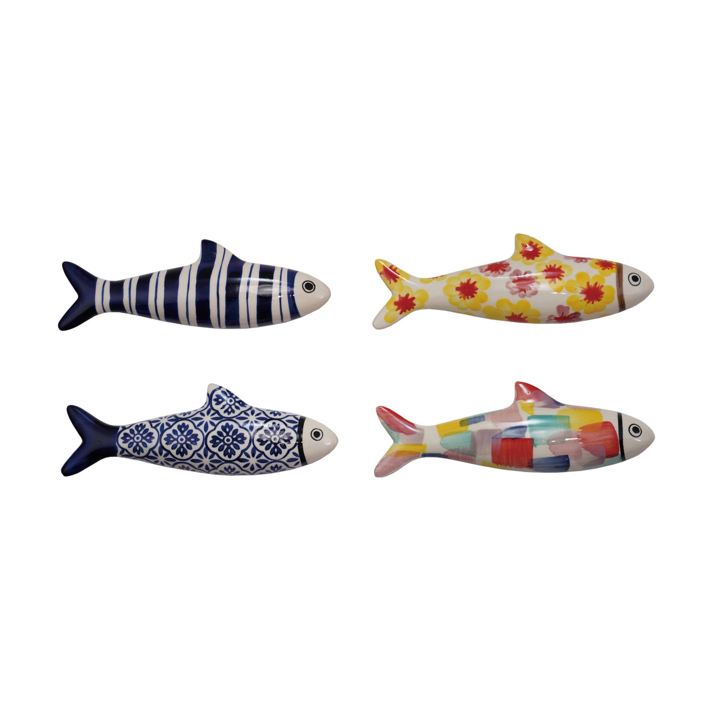 Hand-Painted Stoneware Fish Wall Décor