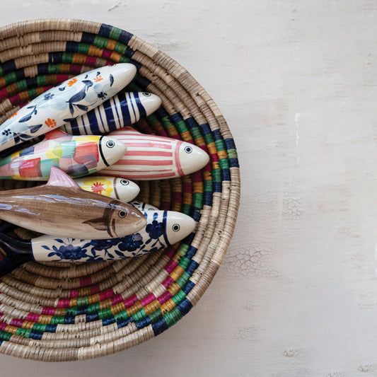 Hand-Painted Stoneware Fish Wall Décor