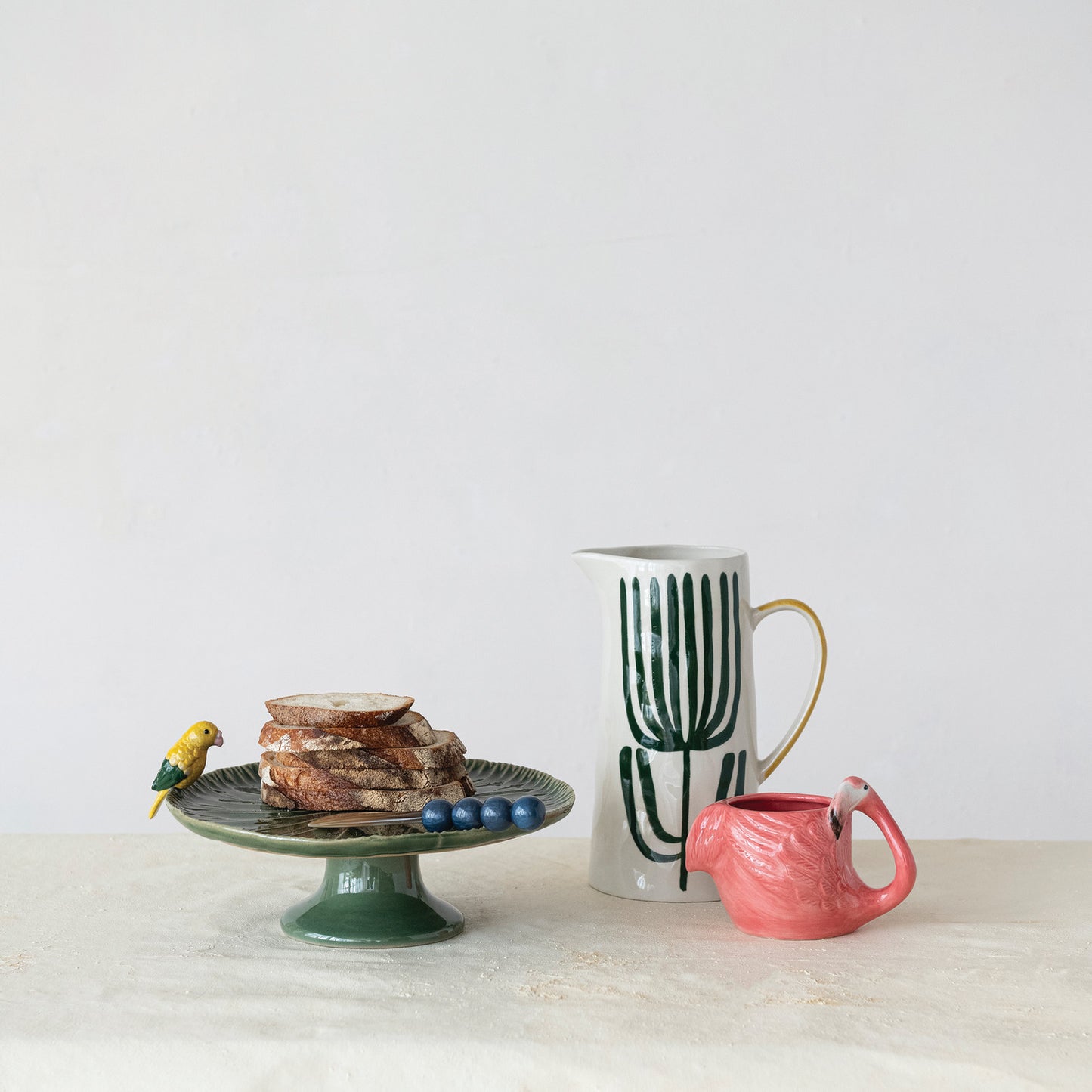 Hand-Painted Stoneware Flamingo Mug