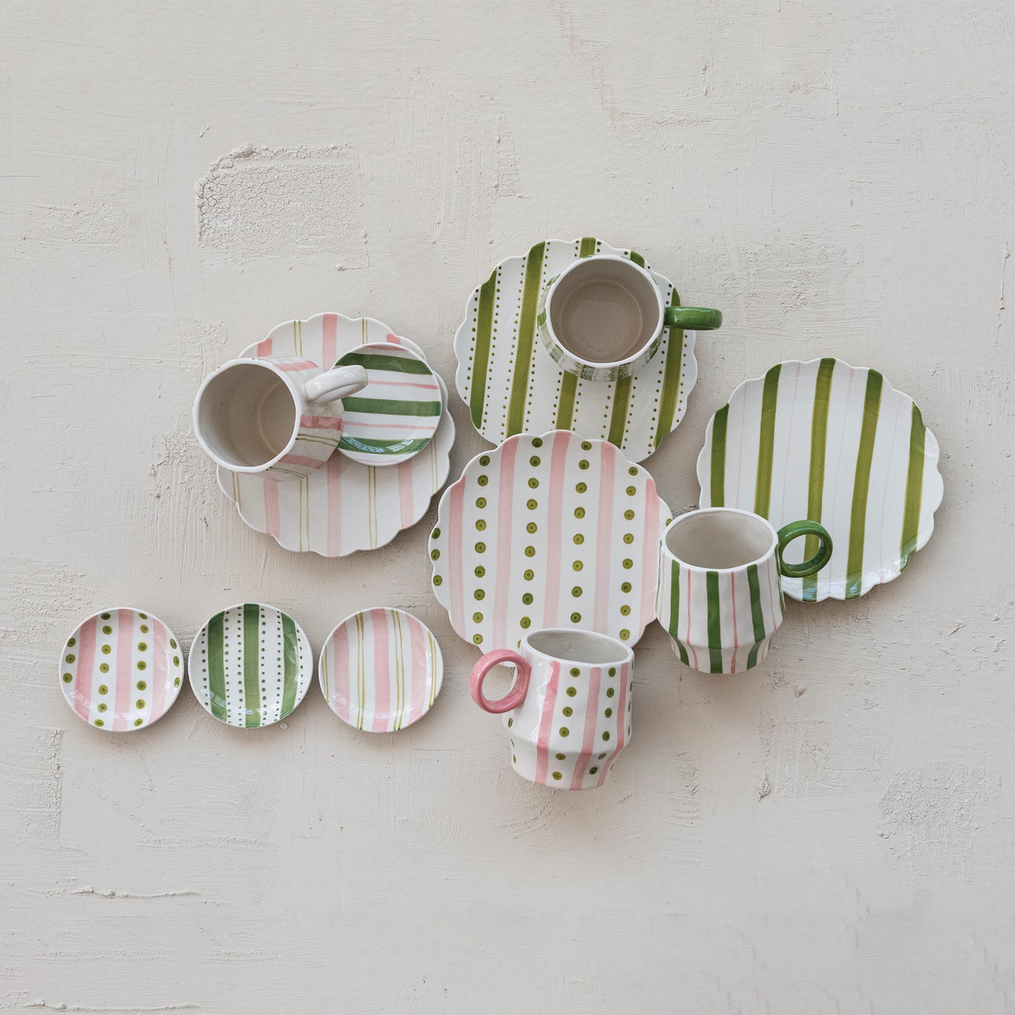 Hand-Painted Stoneware Dish with Striped Pattern