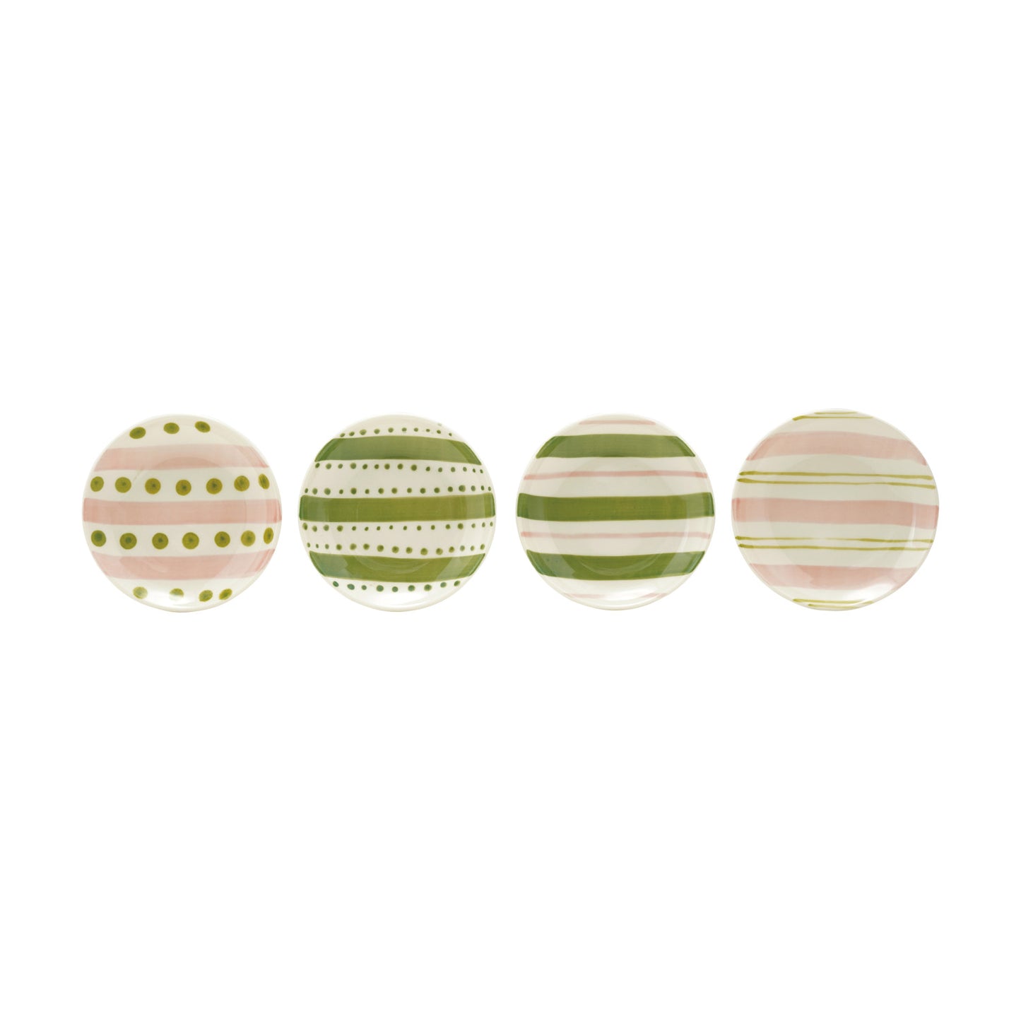 Hand-Painted Stoneware Dish with Striped Pattern