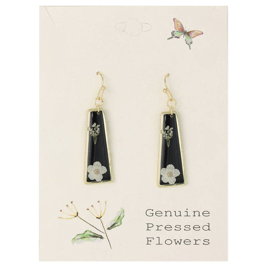 Dried Flower Gold Black Bar Earrings - Vintage MC
