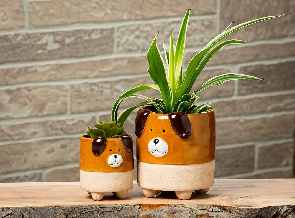 Lg Dog on Legs Planter-4.5"