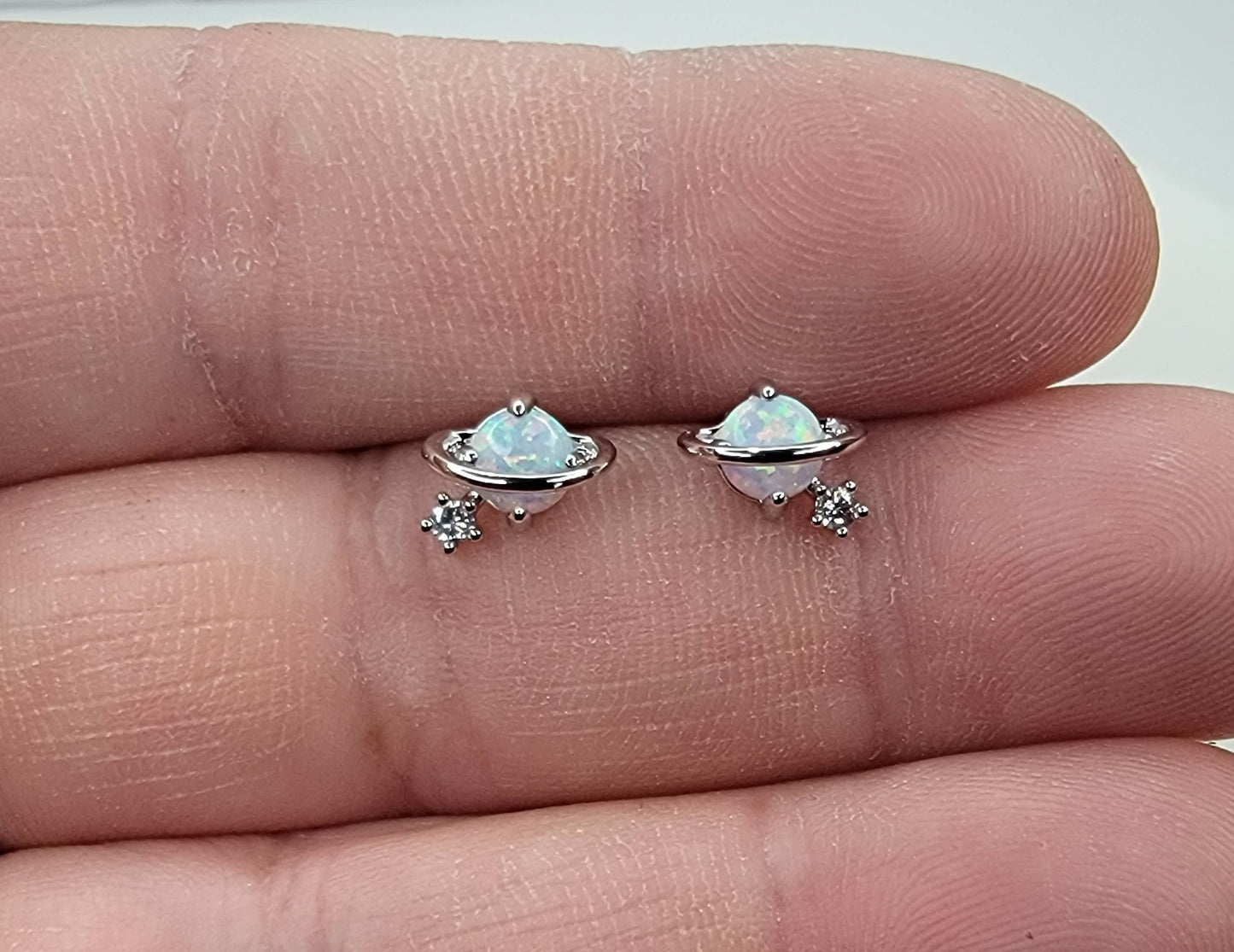 PLANET OPAL CZ STUD EARRINGS.