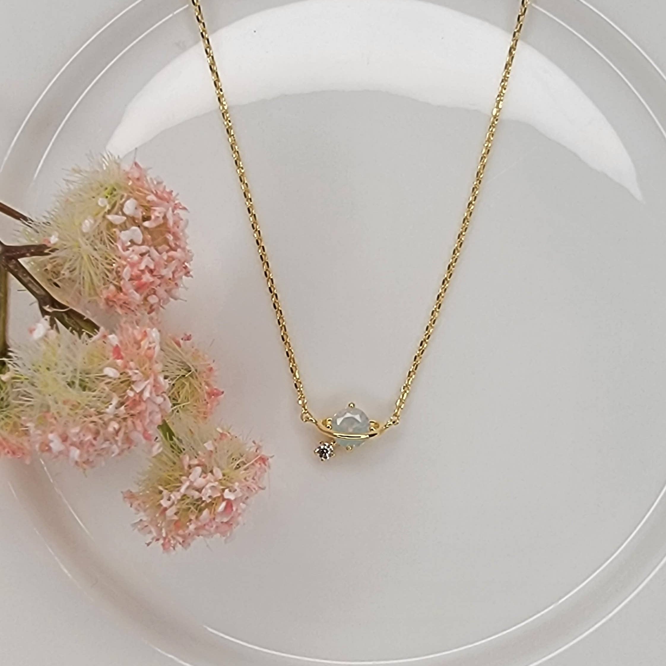 OPAL/LAB GROWN OPAL PLANET NECKLACE.