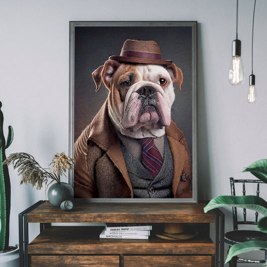 English Bulldog Animal Head Print - Vintage MC
