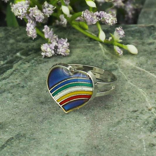 Everyone Loves a Rainbow Heart Mood Ring - Vintage MC