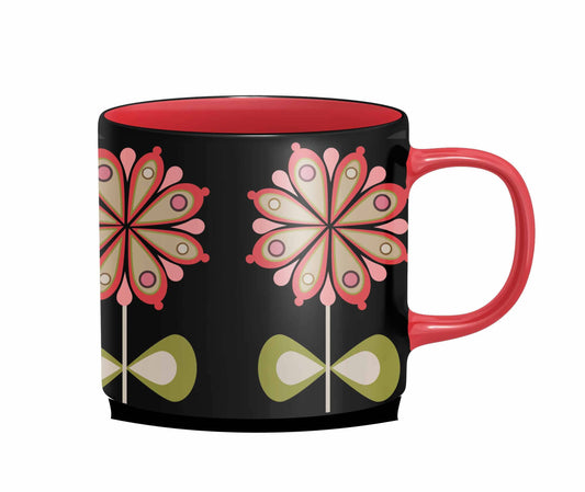 Casbah Bloom Pink Flower Mid Century Stackable Matte Coffee
