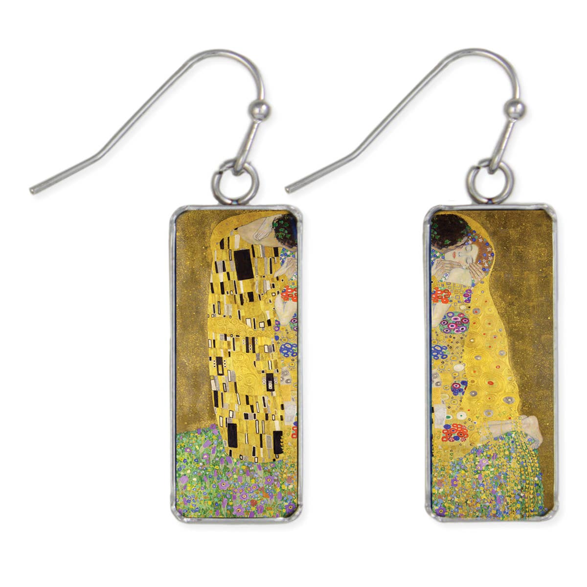 The Kiss Print Silver Bar Fine Art Earrings