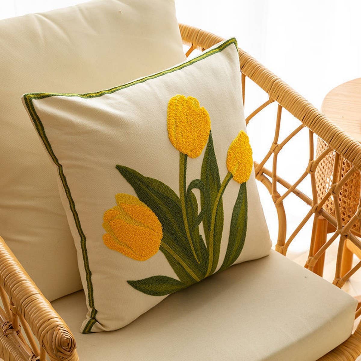 Floral Embroidered Pillow