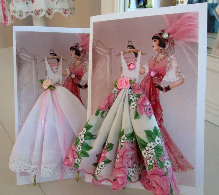 Art Deco Glamour Girl Dress Keepsake Hankie Card