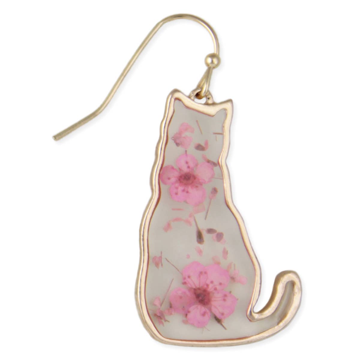Feline Friend Cat Dried Flower Earrings - Vintage MC
