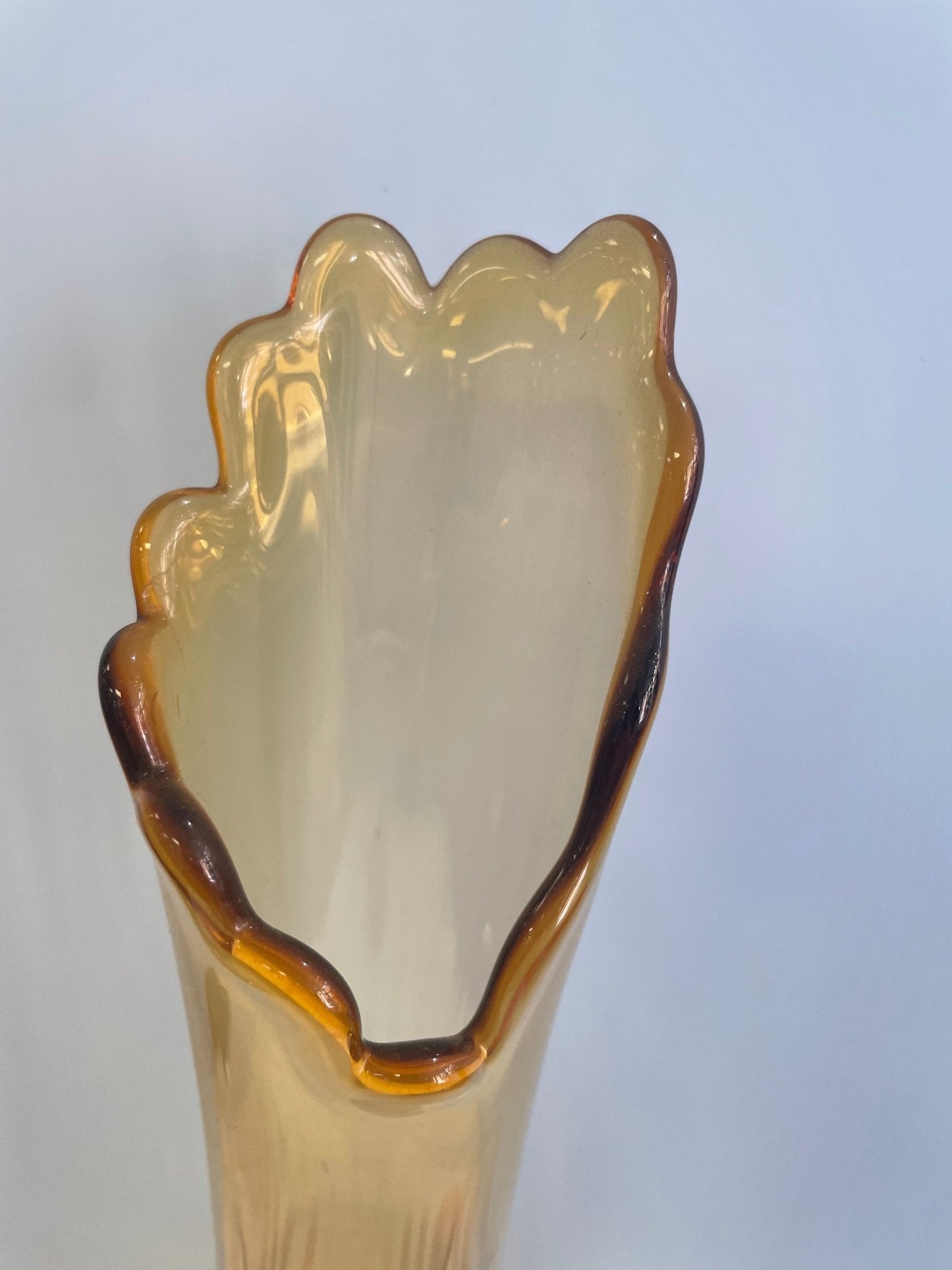 Fenton Amber Hobnail Swung Glass Vase - Vintage MC
