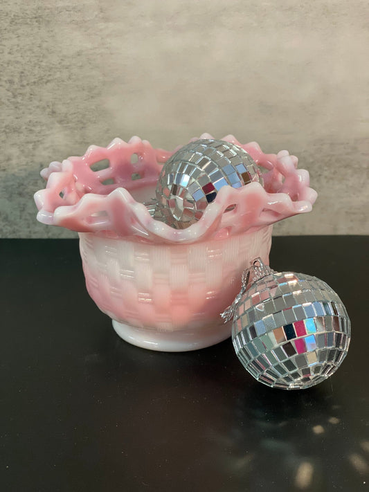 Fenton Rosalene Basketweave Bowl - Vintage MC