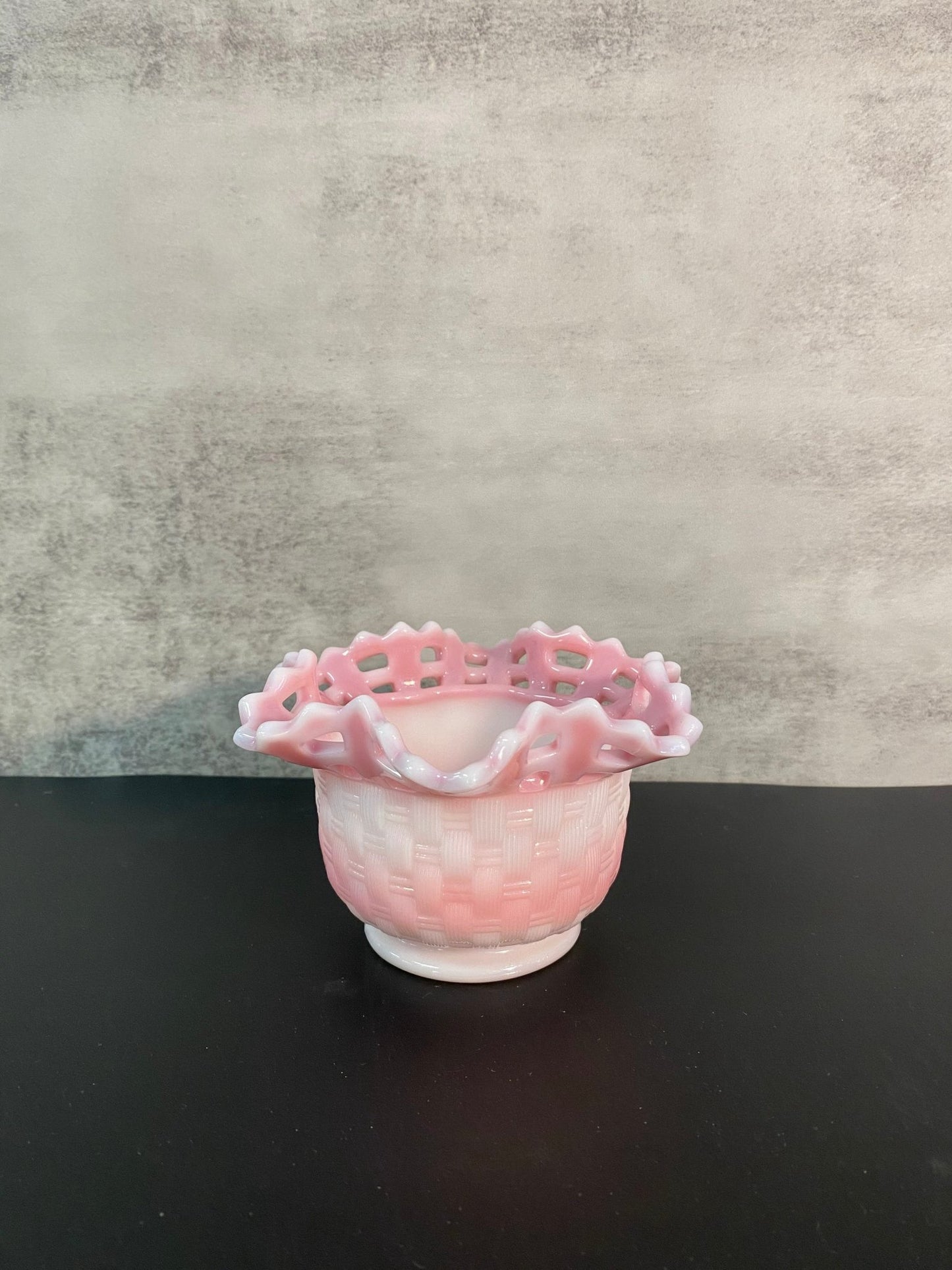 Fenton Rosalene Basketweave Bowl - Vintage MC