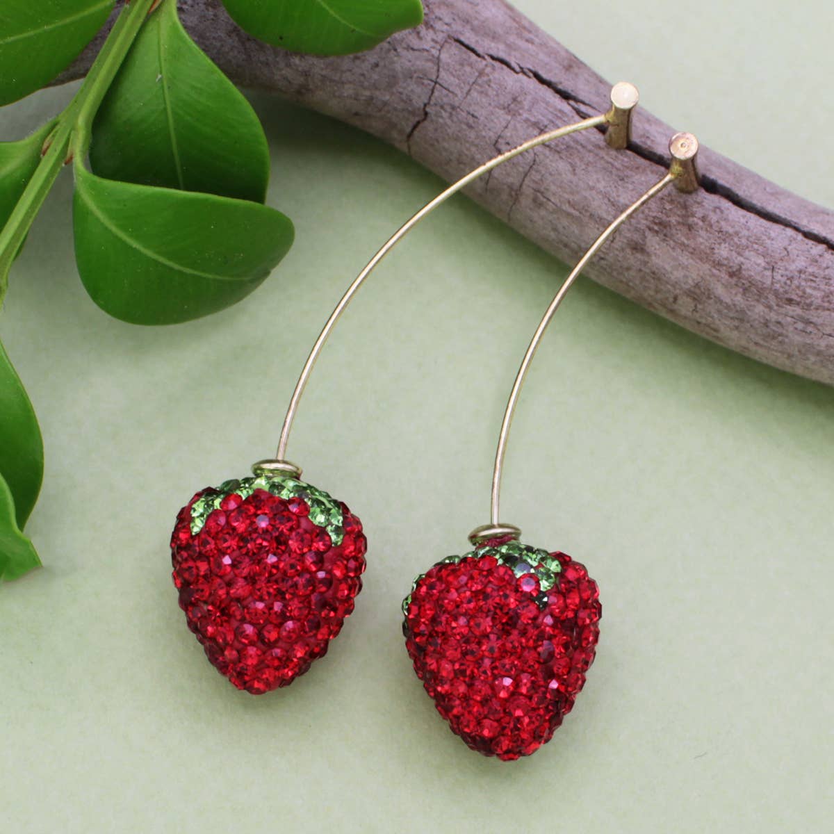 Fresh off the Vine Crystal Strawberry Earrings