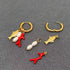 Fish & Pearls & Coral Huggie Earrings - Vintage MC