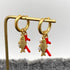 Fish & Pearls & Coral Huggie Earrings - Vintage MC