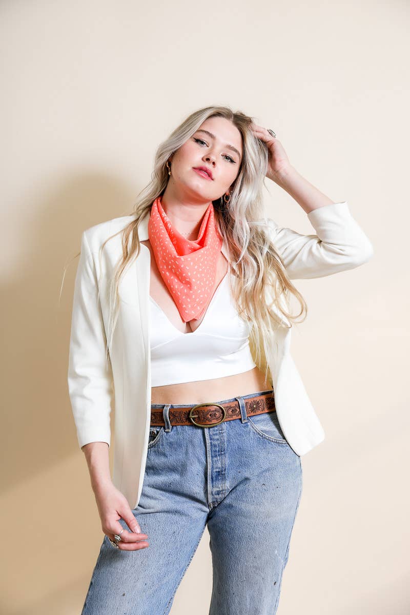 Floral and Dot Cotton Neckerchief Bandana - Vintage MC