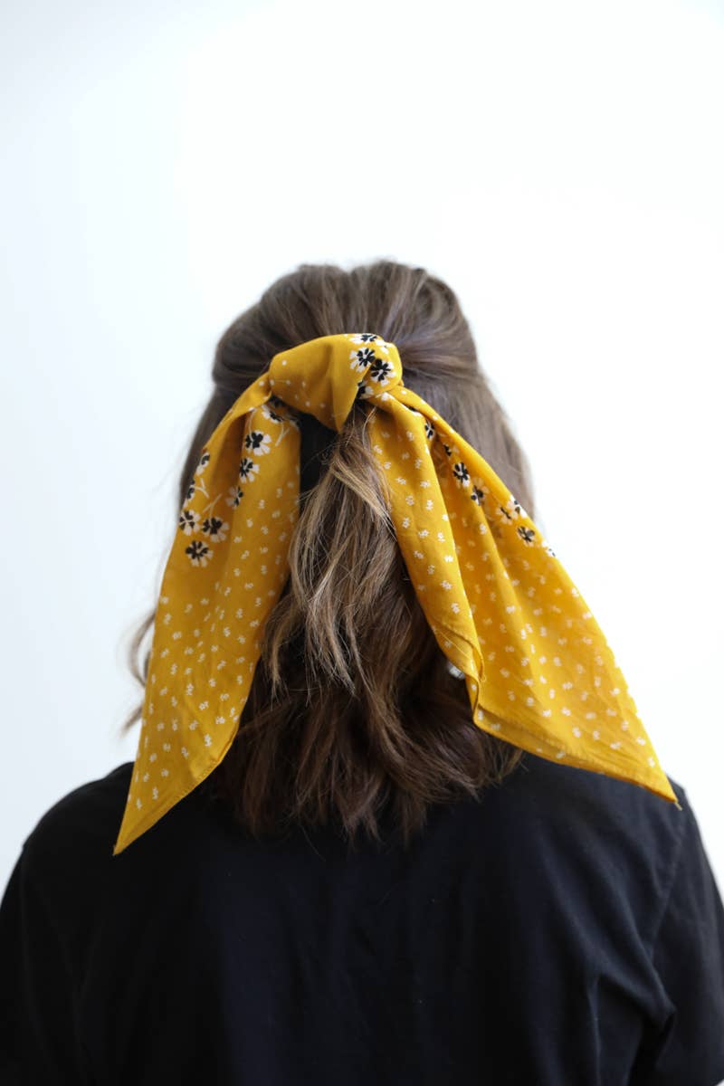 Floral and Dot Cotton Neckerchief Bandana - Vintage MC