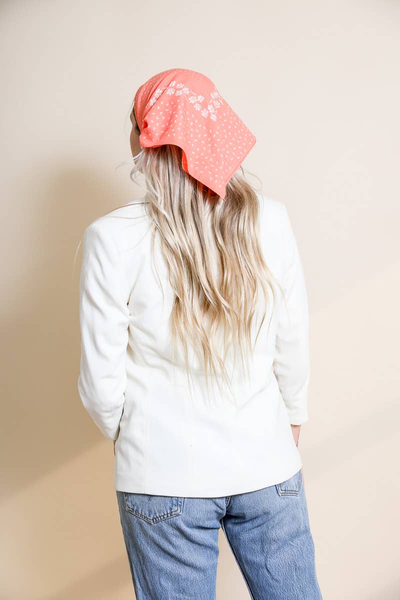 Floral and Dot Cotton Neckerchief Bandana - Vintage MC