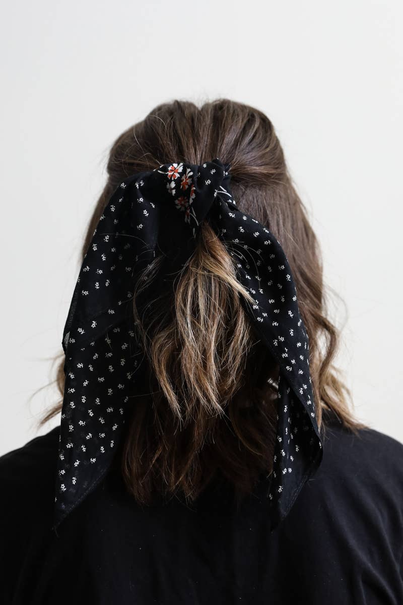 Floral and Dot Cotton Neckerchief Bandana - Vintage MC