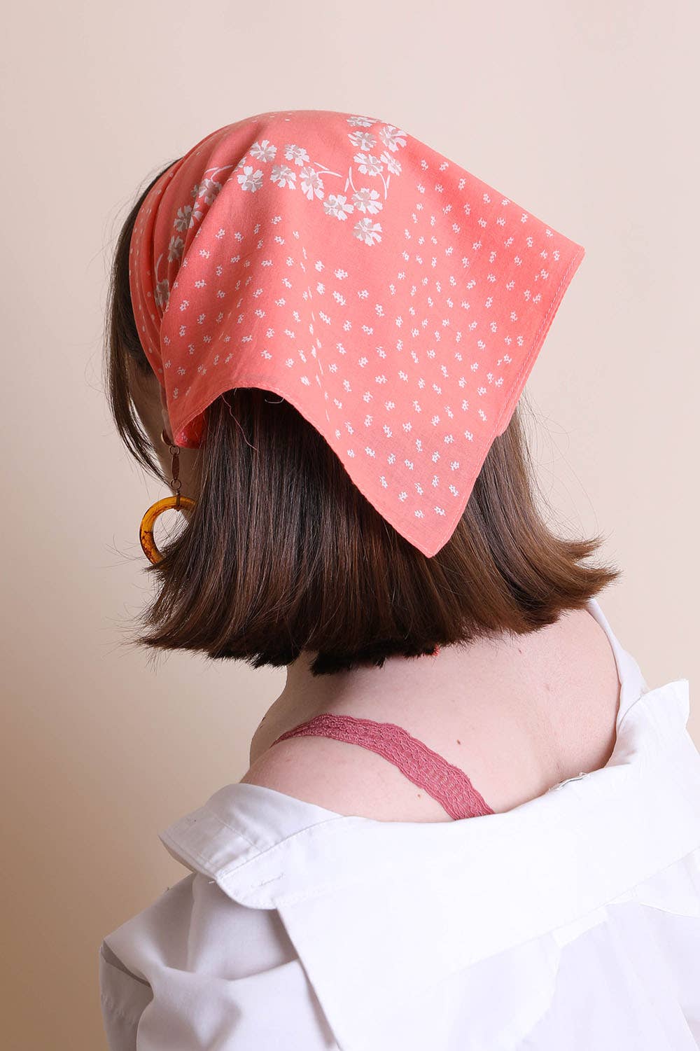 Floral and Dot Cotton Neckerchief Bandana - Vintage MC