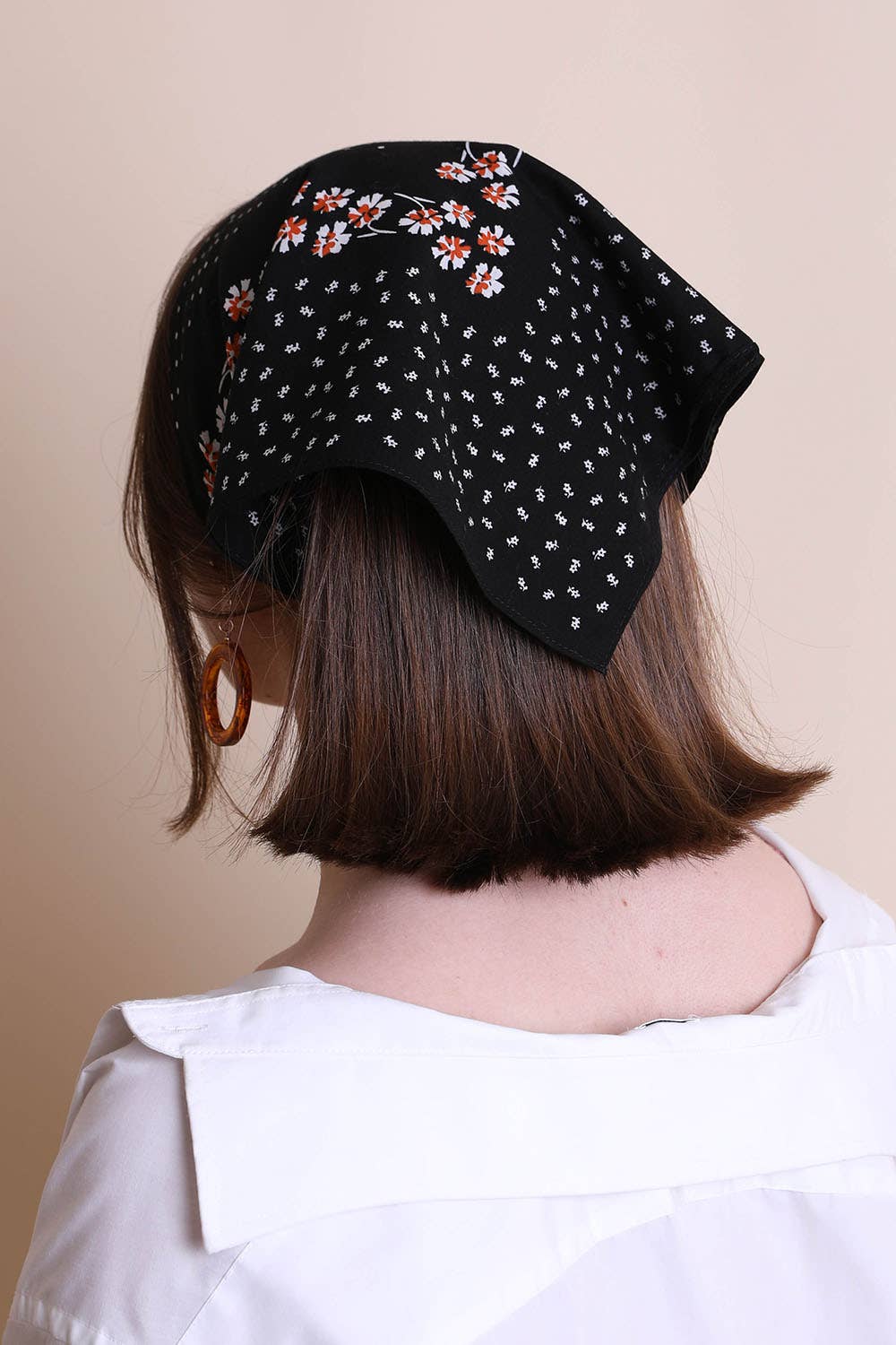 Floral and Dot Cotton Neckerchief Bandana - Vintage MC