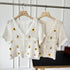 Floral Hollow Embroidered Thin Knit Cardigan - Vintage MC