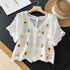 Floral Hollow Embroidered Thin Knit Cardigan - Vintage MC