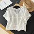 Floral Hollow Embroidered Thin Knit Cardigan - Vintage MC